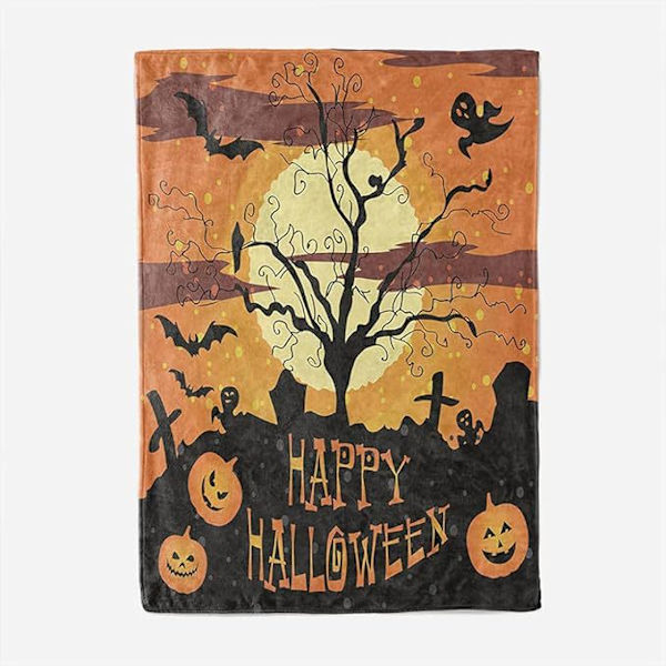 Halloween Tæppe - Plys Halloween Tæppe - Hyggeligt Flanel Gråt Halloween Pynt til Fest Sofa Seng Stue 50\"x60\" Stil 7