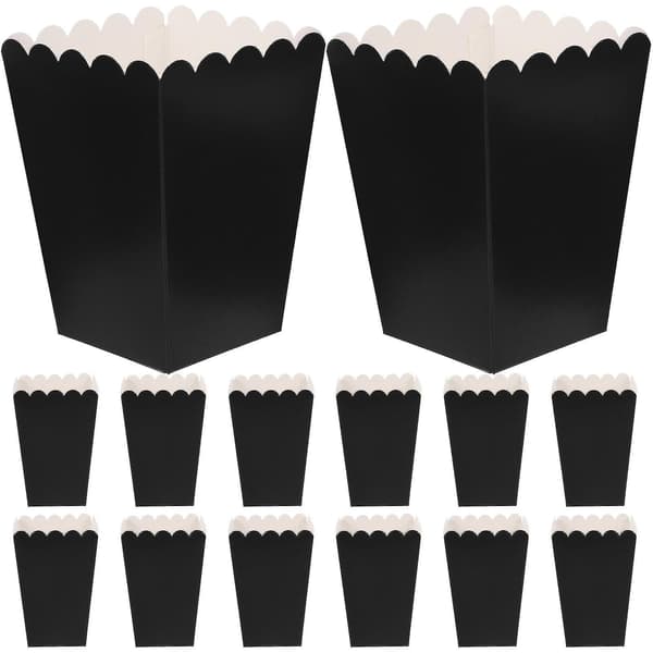 50 pcs Popcorn Boxes, Paper Popcorn Tubs, Simple Grease-Resistant Popcorn Containers Black