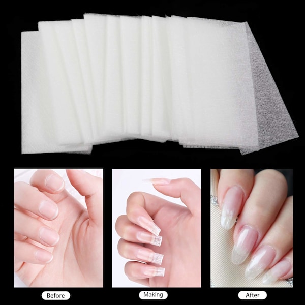 100 stycken Fibernails för nagelförlängning, Nail Extension Silk Glass Fiber Gel Kit Falska naglar Manikyr Salong Verktyg För UV-gelnaglar Art