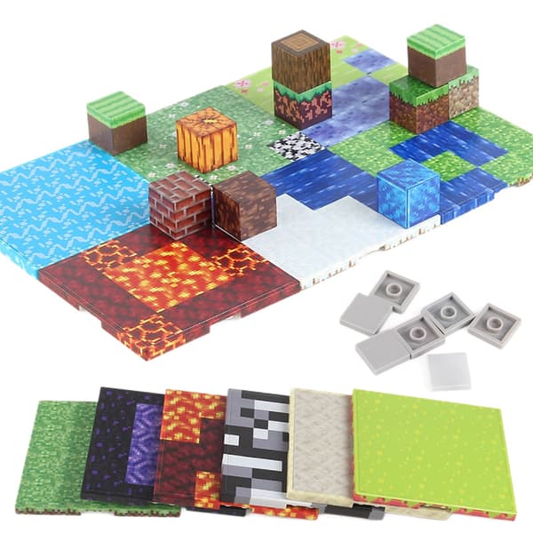 Magnetisk Bundpladesæt 6 Stk med 7 Forbindere – MINE WORLD Byggeklods Tilbehør til Børn fra 3+ år 4