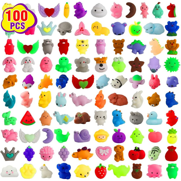 100 kpl Juhlapalveluksia Lapsille 4-8, Puristeltavat Lelut Aarrearkku Lelut Kawaii Puristelut Stressin Lievitys Puristeltavat Fidget-Lelut{EE}