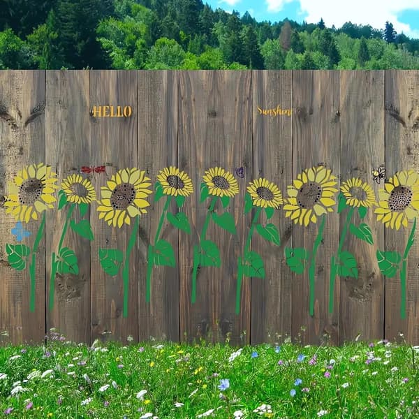 Large Floral Pattern Stencils for Garden Fence, Reusable Painting Stencils, 6 Pcs pcs B- 35.5 cm x 30.5 cm