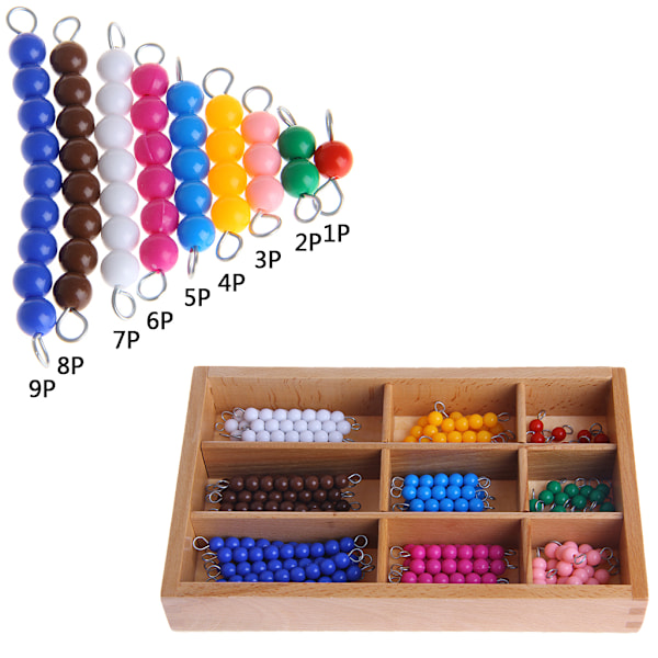 Montessori-matematiikan materiaalit 1-9 helmiä puulaatikossa Varhaisen esikoulun lelu