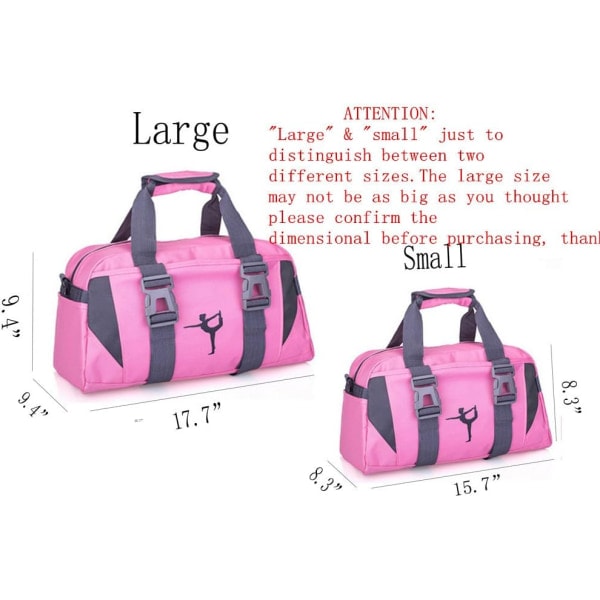 Sport Gym Väskor för Kvinnor Yoga Väska Balett Dans Duffel Väska för Flickor Övernattning Väskor för Flickor Weekend Väskor (L, Rose)