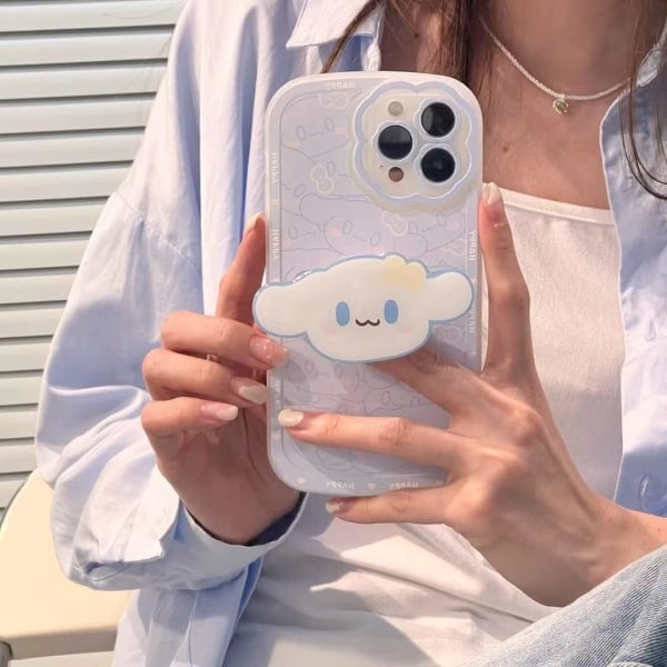 IC Yhteensopiva iPhone 13 Kuori Söpö Kawaii Sarjakuva Anime Söpö TPU Pehmeä Kuori Grip-jalustalla Naisille Tytöille iPhone13 Söpö 6.1 Tuuman Kuori (Sininen){EE}