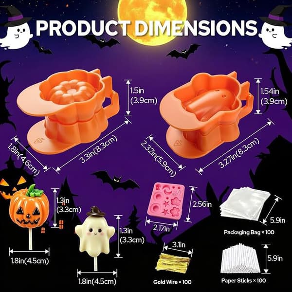Halloween pumpa och spöke plastkakform set DIY bakpress formkit Three-piece set + three accessories