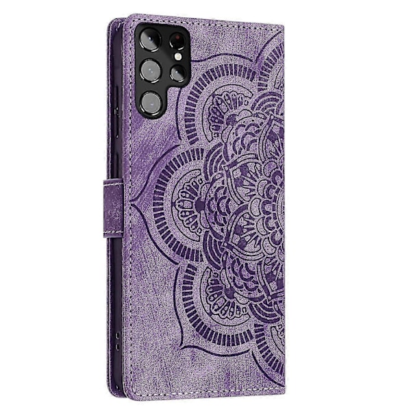 Frostat Läderfodral för Mandala Emed Retro Telefon Lila{ee} Purple For Samsung Galaxy S22 Ultra 5G