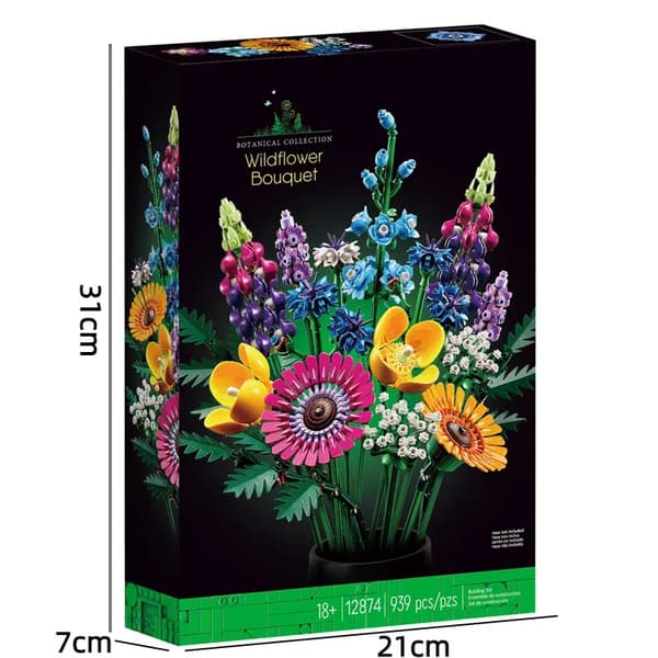Byggeklods Blomsterbuket Sæt - Præserverede Roser til Valentinsdag 103-D6-Pot bouquet-white