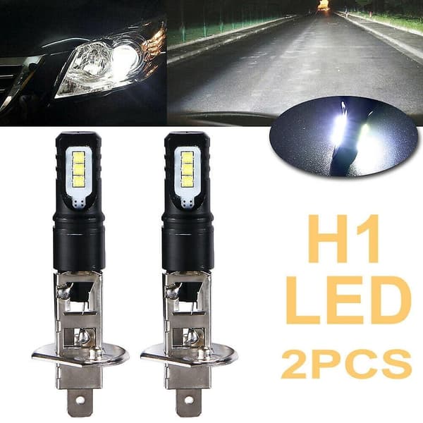 2x H1 6000k Super Bright White 6000lm DRL LED Strålkastarlampa Kit Helljus