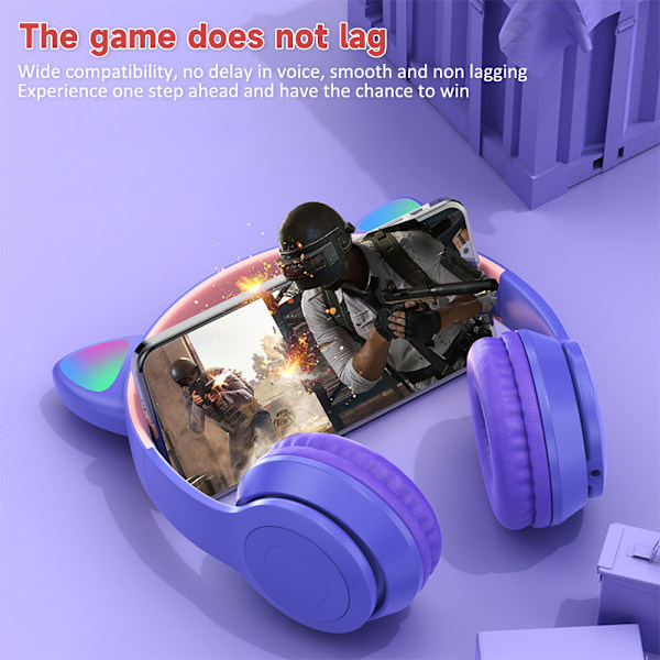 Katt Högtalare Trådlösa Bluetooth Hörlurar Barn Hörlurar Kattöron Hörlurar Musik Spelheadset Pink