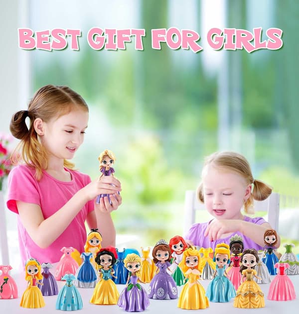 (ee)12 Prinsesse Figurer Legetøj med 24 Stykker Tøj Prinsesse Transformations Legetøj Perfekt Dek