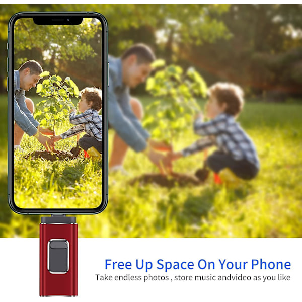 USB-tikku iPhonelle/tietokoneelle 64gb Muistitikku (64gb, punainen) Voi tallentaa tiedostoja ja valokuvia{EE}