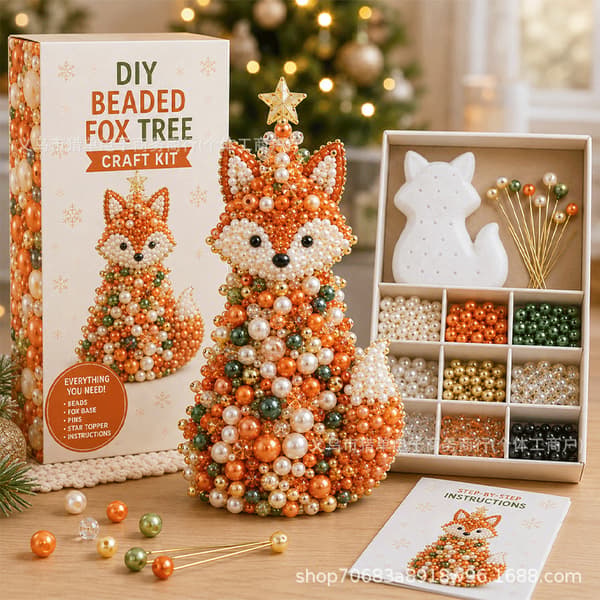 DIY-kit med pärlade julgranar – pysselset med djurtema för barn och vuxna Dachshund