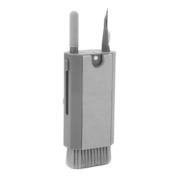 8 i 1 telefonrengöringsborste Multifunktionell rengöringsborste för datortangentbord Headset Bärbar kameralins grå
