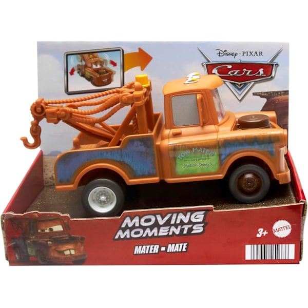 Mattel Disney og Pixar Cars Moving Moments Lekebil med Bevegelige Øyne & Munn, Mater Figurbil, Ca 7 tommer Lang