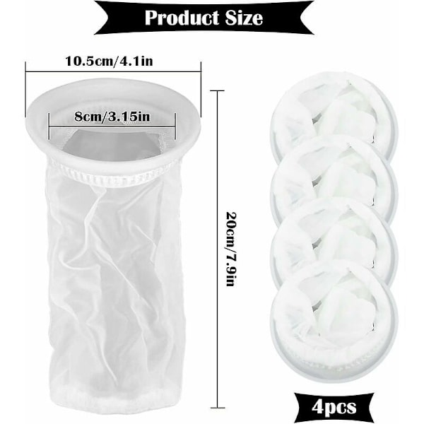 4-pakkaus nylon-suodattimia IBC-sadetusvesisäiliöön 1000 litraa, nylon-suodatin IBC-säiliön kannen suodatin sadetusvesisäiliöön