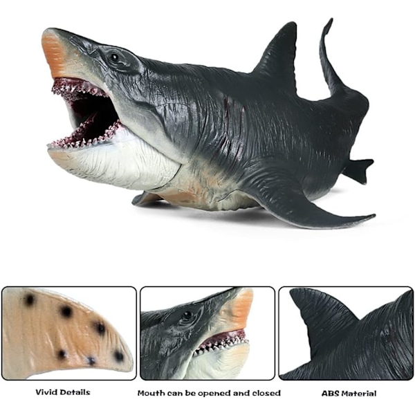 Suuri Megalodon-hai lelu, muovinen merieläinhahmo, realistinen merihirviöleluhahmo{EE}