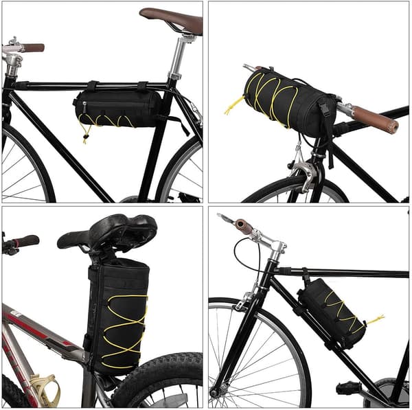 Vandtæt Cykeltaske til Forreste Cykelstel Universal Læder Skuldertaske 24x10cm Sort