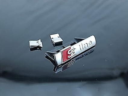 (Sølv) 4 stk. S Logo Line Emblem, 3D Logo Metal Sticker, Bilnummerplade Emblem til A3 A4 A5 A6 A7