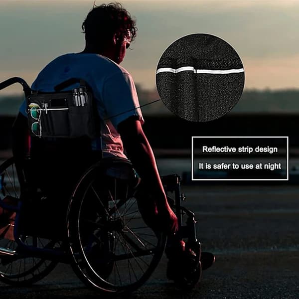 Rullestolveske med lommer - Universell vanntett armlene sideveske for elektrisk rullestol, scooter, rullator-A