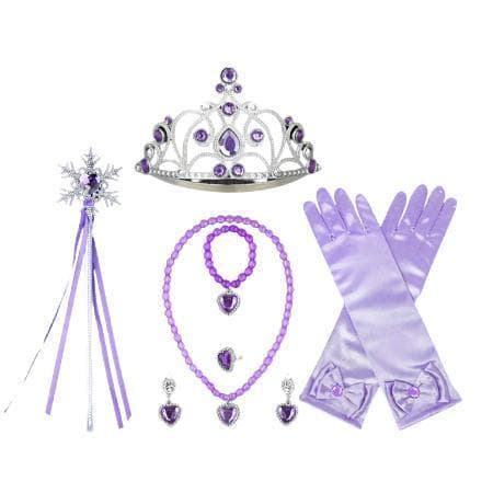Prinsesse Rapunzel kjole Tangled kostume + 7 ekstra tilbehør 140 cm 140 cm one size