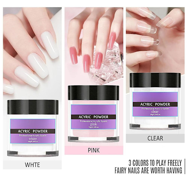 Akryl Neglesæt med Børste Akrylpulver og Akrylvæske Akrylpulversæt Neglekunst Manicure Værktøj