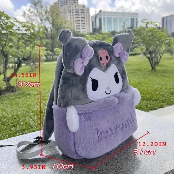 Tegneserie Søt Plysj Ryggsekk Håndveske Cinnamoroll Kuromi Hjerte Stor Kapasitet