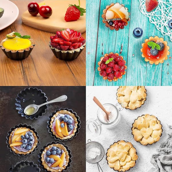 Gjenbrukbart bakebrettsett i karbonstål for kaker, puddinger, muffins, DIY, 12 deler
