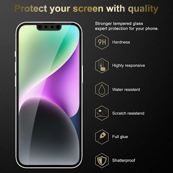 Fuld Hærdet Glas Skærmbeskytter til Apple iPhone 14 PLUS TRANSPARENT SORT Hærdet Glas Skærmbeskytter