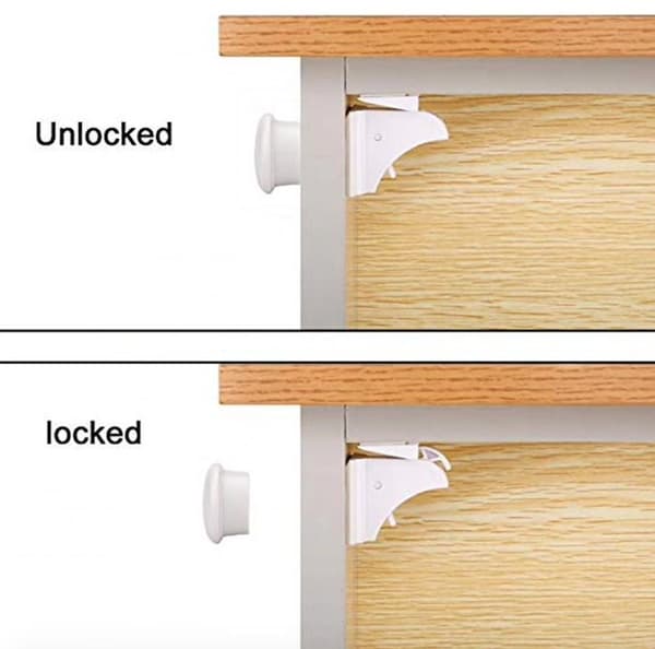 4 stk Børnesikring magnetisk - Magnetisk skuffelås White white