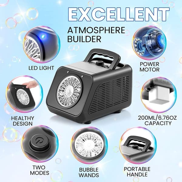 Bubble Machine, Automatic Bubble Blower 15000+ Bubbles Per Minute
