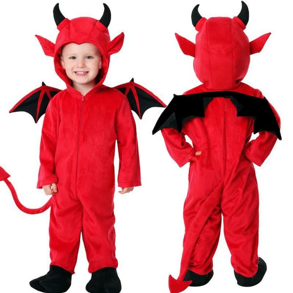 Halloween Barnekostyme Søt Djevel Flaggermus Vampyr Rollelek for Gutter og Jenter red S