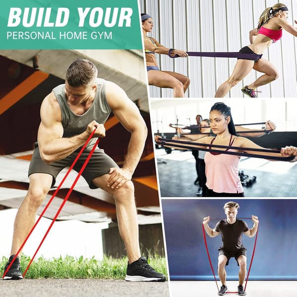 4-delt sæt med modstandsbånd, kraftige, medium, lette elastiske fitnessbånd til træning, styrketræning, pull-up assistance
