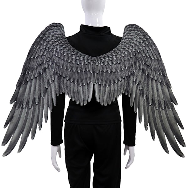 Festive Englesvinger i Ikke-vævet stof til Halloween - Oversize Sorte og Hvide Vinger til Kostume - Hvid Voksen White Adult Angel Wings