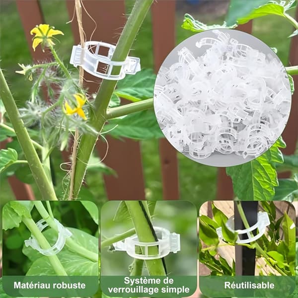 Gjenbrukbare tomatklips, tomatklips og holdbare tomatklips, planteklips, 200-pakning kraftige brede klips