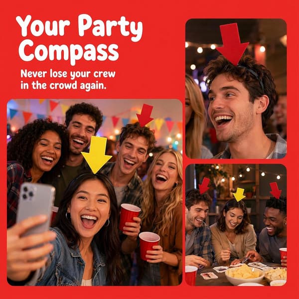 2 stk. pannebånd med pil, rød og gul, morsomt hodeplagg