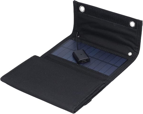Foldbart solpanel 15W 5V USB Bærbar oplader med 5 paneler til powerbank, telefon, tablet, udendørs camping, vandreture, rejser, sort