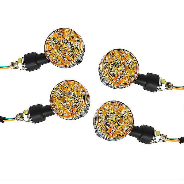 2024 Nye 4 X LED-indikatorer 6V Blinklys Gule Motorsykkelblinklys 6 Volt Motorsykkelblinklys