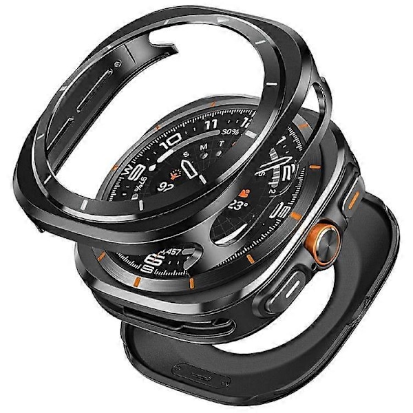 Skyddsfodral för Samsung Galaxy Watch Ultra 47mm, Klockram i aluminiumlegering PC{ee】 Black Orange