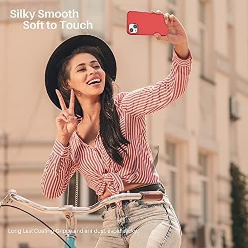 iPhone 13 Case, Liquid Silicone Case for 6.1 inch iPhone 13, Ultra-thin Case, Full Coverage Shockproof Protective Soft Case Red