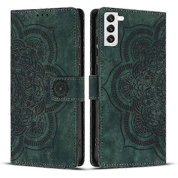 Frostat Läderfodral för Mandala Emed Retro Telefon Gree{ee} Green For Samsung Galaxy S22+ 5G