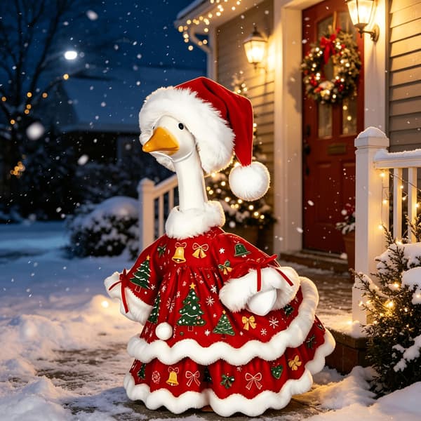 Julehavepynt 23 tommer gåsekostume hjort snemand udendørs havepynt Winter Red Snowflake