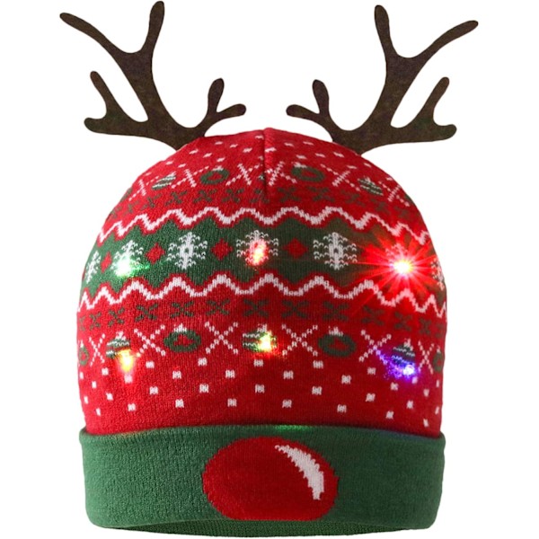 LED reindeer antler Christmas hat - Knitted beanie beanie decoration