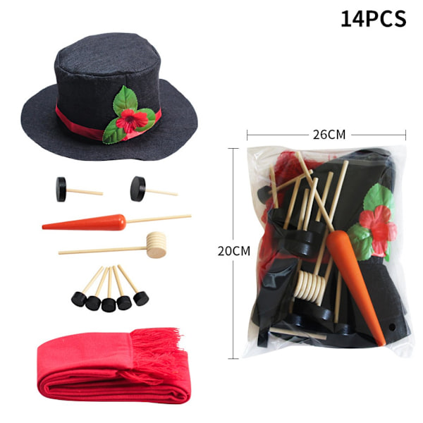 Jul Snögubbe Outfit Set Kombination Träknapp Pipa Hatt Halsduk Vinter Utomhusleksaker för Barn Jul Utklädnad Se