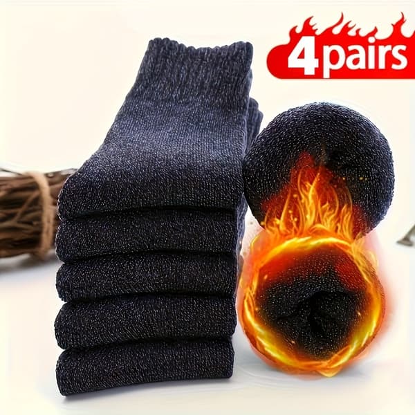 4 par termiske vintersokker til mænd -30°C kuldebestandige stødabsorberende til ski, camping, byggeri grå/blå 4 Pairs Random One-size