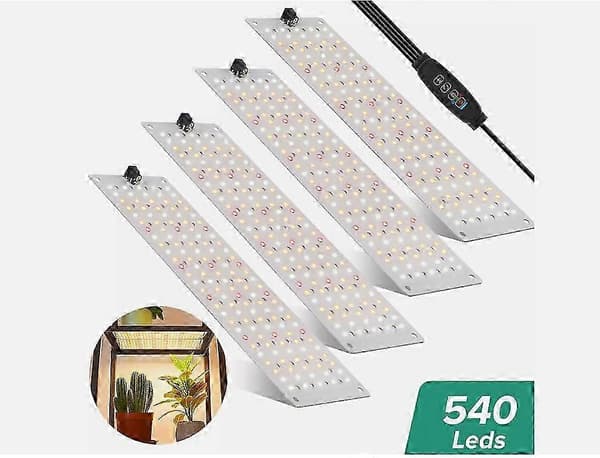 540 LED Vækstlampe Fuld Spektrum Indendørs Vækstlampe 4 Paneler Dæmpbar Timer