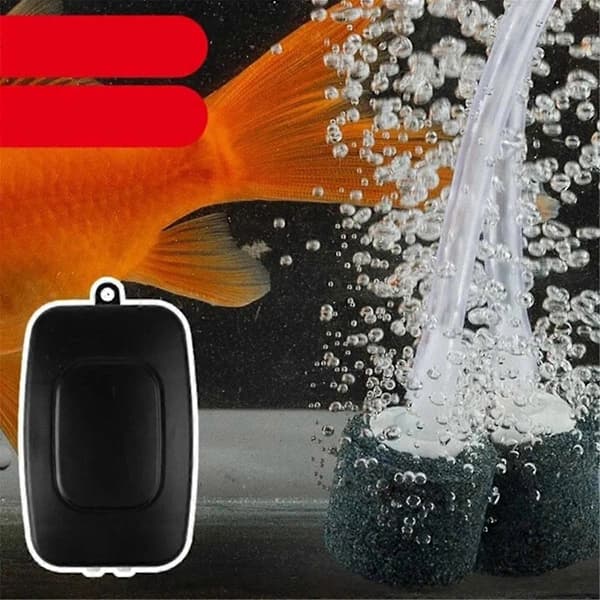 USB-driven akvarieluftpump, akvarietillbehör, justerbar luftventil, tyst bubbelluftpump (svart).