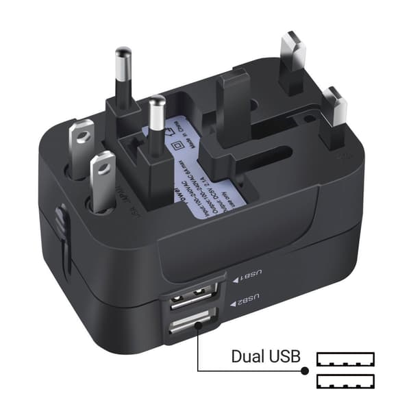 Bison 202 Dobbel USB 2.1A Universaladapter - Universell for global bruk