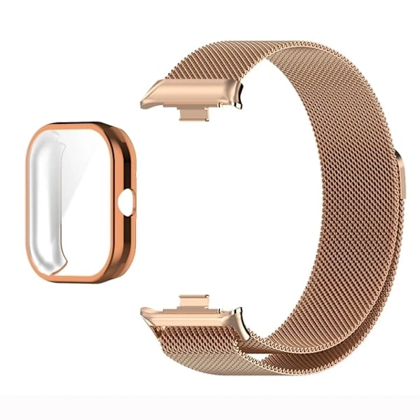 Metalliranneke Xiaomi Redmi Watch 4 -kelloon TPU-kotelolla, näytönsuojakalvolla, pehmeä Milanese-magneettilenkkiranneke Redmi Watch 4{ee} 3