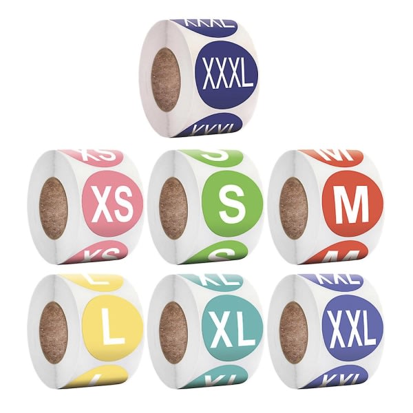 3500 Pieces Sticker Labels, Colorful Round Clothing Labels in 7 Sizes (7 Rolls)